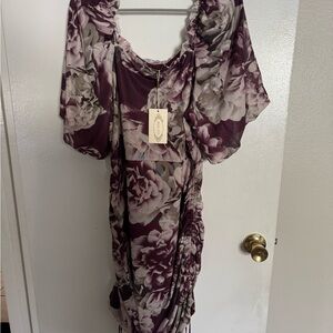 Joyfoile Alyssa plum floral dress